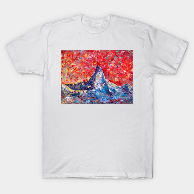 Mountain Matterhorn Under The Red Sky. Alps T-Shirt by NataliaShchip